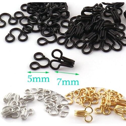100 Sets Hook Eye Closure Metal Silver/Black/Gold Hook Eye Clasp Clothing Hook and Eye Set Hook and Eye Clasp