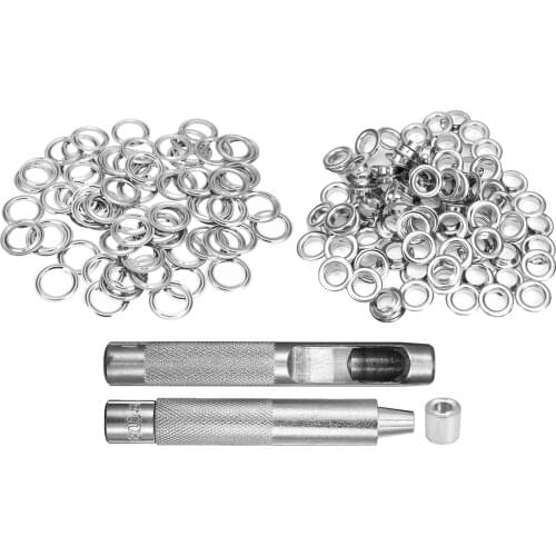 100pcs/set Brass Leather Eyelets Set 10mm Grommets Eyelets Rings +3pcs Installation Punch For Manual DIY Leather Craft Working