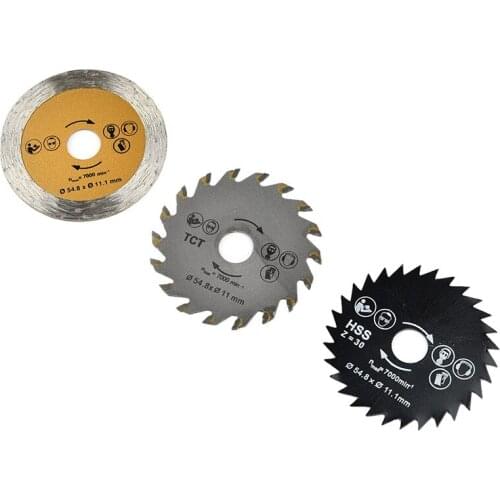 3pcs Mini Wood Circular Saw Blade Handle Clamp 6MM Handle High Speed Steel Cutting Blade Rotary Tool Set