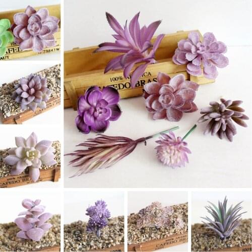 39Styles Purple Flocked Artificial Succulents Plants Home Bedroom Living Room Bathroom Christmas Party Decor Fake Plants Bonsai