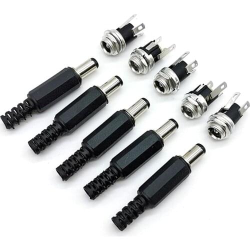 5.5mmx2.5mm 5.5x2.5mm DC Power Supply Plug Connector DC025M Female Metal Panel Mount Socket Jack DC Connectors Terminal Adapter