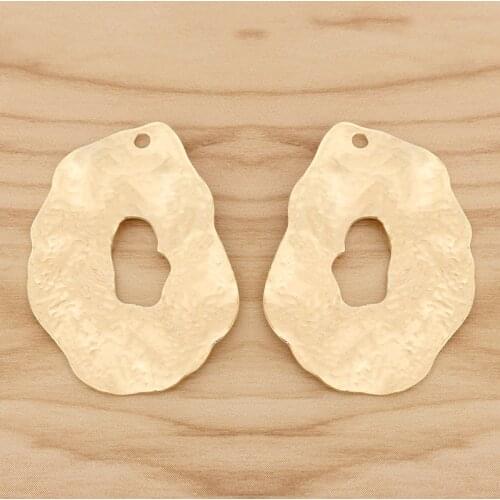8 Pieces Gold Tone Large Hollow Irregular Charms Pendants 2 Sided for DIY Earrings Jewellery Making Accessories 44x32mm