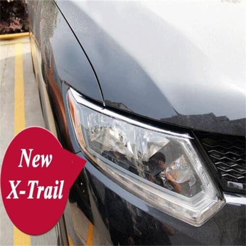 ABS Chrome Front Head Light Eyebrow Eyelid for 2014 2015 2016 Nissan X-Trail T32 Rogue Front Light Eyelid Cover Trim Car-Styling