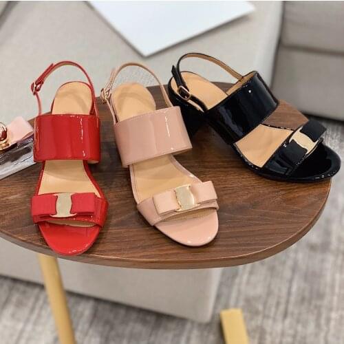 Fashion Classic Design Womens Sandals Shoes Genuine Sheepskin Patent Leather Pumps Breathable Style High Heel 6 CM db004