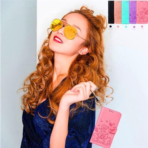 Butterfly Love Bear PU Leather Flip Case For Xiaomi Mi CC9 A3 Lite CC9E A3 For Redmi K20 Pro 6 6A 7A Note 7 Pro 7S 8 Cover Case