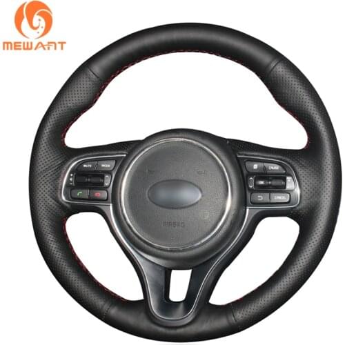 MEWANT Black Artificial Leather Car Steering Wheel Cover for Kia K5 Optima 2016-2018 Sportage KX5 2016-2019 Niro 2017-2019