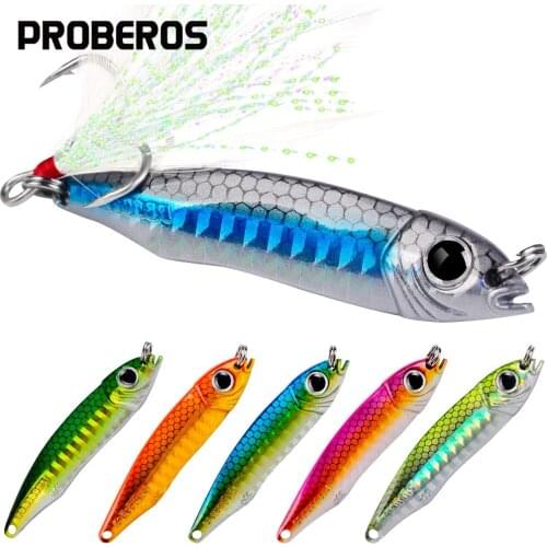 PROBEROS 50pcs DRAGER Metal Cast Jig Spoon 10g-15g-20g-28g-35g Shore Casting Jigging Lures Sea Bass Fishing Lure Artificial Bait