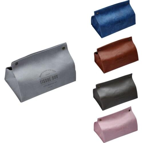 Hot PU Leather Tissue Box Letter Foldable Napkin Holder Rectangular Household Kitchen Paper Holder Storage Box