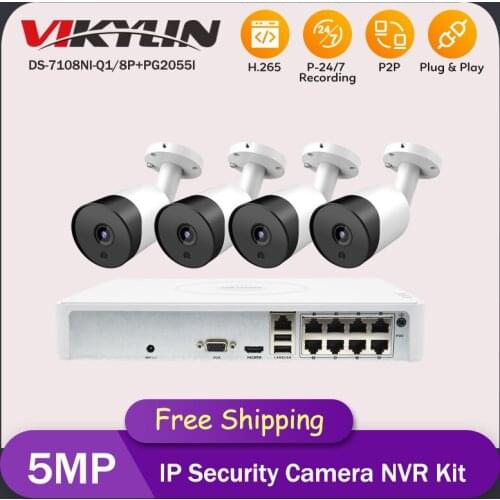 Hikvision 8CH 8+4 kit 5MP IR 30M POE NVR CCTV Kit Audio Motion Detect IP Camera Video Surveillance Camera HD Night Vision