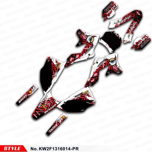 Aftermarket Personalized Stickers Motorcycle Graphics for KX250F KX 250F 2013 2014 2015 2016, Style No.KW2F1316014-PR