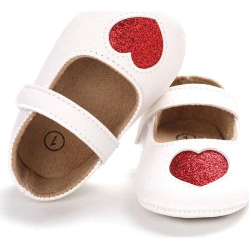 0-18M Cute Baby Girls Shoes Heart-Shaped Anti-Slip First Walkers Princess Shoes Casual Toddler Soft Soled First Walkers