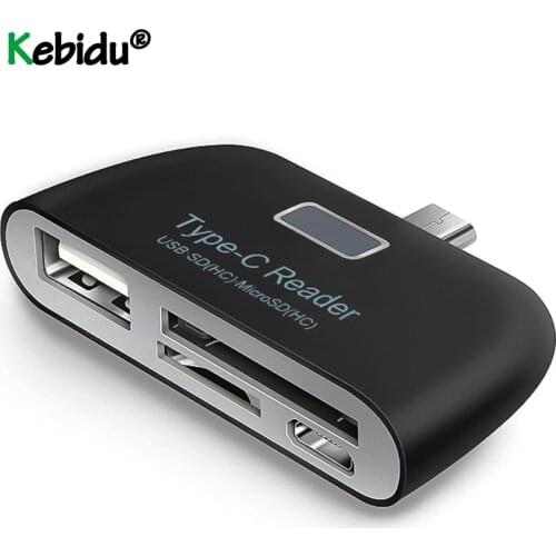 Multi-function 4 In 1 OTG/TF/SD Smart Card Reader With Type C Charge Port For Samsung For Phone