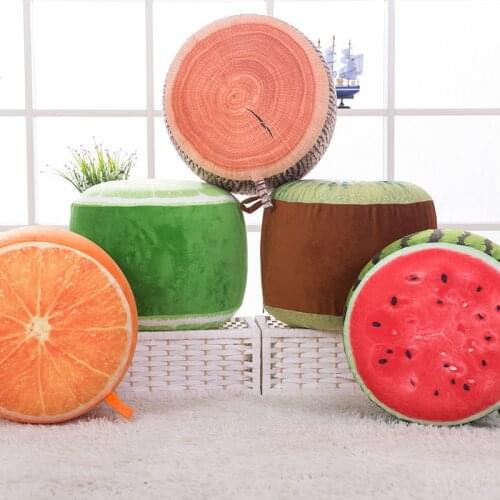Cartoon Creative 3D Fruit Inflatable Stool Pillow Watermelon Orange Cushion Stool Home Childrens Seat Cushion