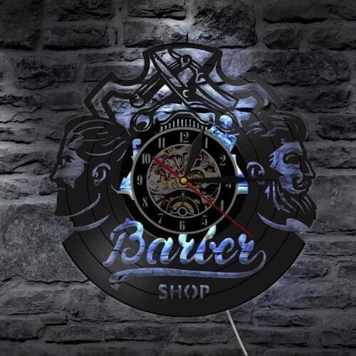 Hairdresser Hair Styling Wall Clock Barber Shop Logo Hair Salon Decor Vintage Vinyl Record Wall Clock Hairstyle Studio Decor