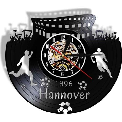 Hannover Vinyl Record Wall Clock with LED illumination Germany City Skyline Watch Football Fans Travel Gift Clock