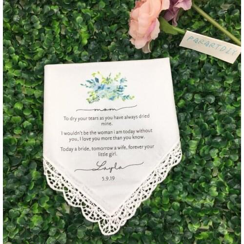 Personalized any text wedding handkerchief, mother of the bride gift, custom printed wedding father of the bride handkerchief