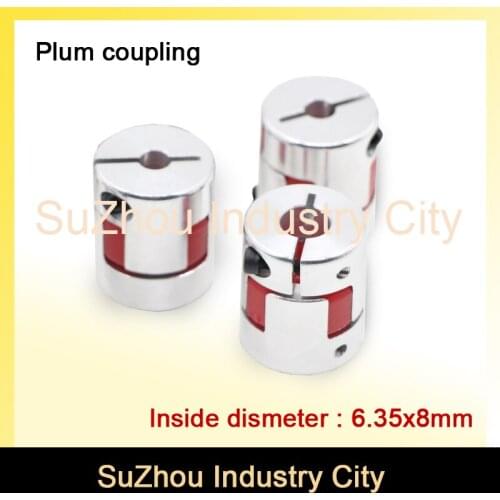 New sale ! 3pcs 6.35mm to 8mm CNC Starter Shaft Coupler Connector Flexible Jaw Spider Plum Coupling Diameter 30mm Length 20mm