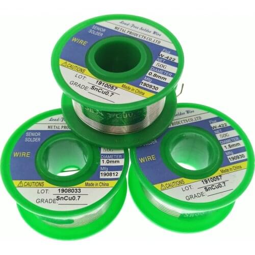 50G Lead-Free Solder Wire Tin 0.6/0.8/1.0/1.2/1.5/2.0mm Diameter Sn99.3 Cu0.7 Roll Welding Soldering Iron Core