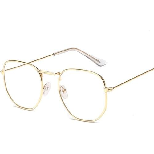 Fashion Glasses Frame Women Vintage Square Metal Optical Eyeglasses Transparent Clear Lens Eyewear Comfort Light Spectacle