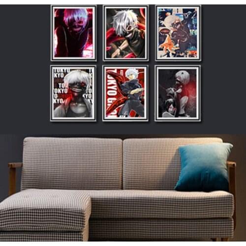 Demon Ken Kaneki Tokyo Ghoul Original Anime Poster Canvas Art Wall Decor for Gift,8 x 10 Inches,No Frame,Set of 6