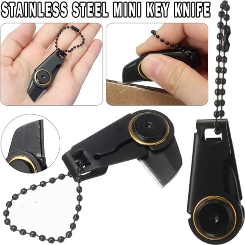 Portable Keyring Knife Outdoor Mini Zipper Foldable Stainless Steel EDC Tool For Cutting Paper Daily Emergency