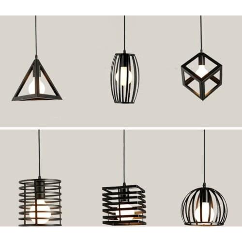 Simple restaurant chandelier office Nordic retro industrial bird cage bar dining room headlight loft iron pendant lamp