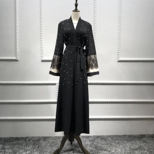 2020 Adult Casual Lace diamond Robe Musulmane Turkish Dubai Fashion Abaya Muslim Dress lace Robes Arab Worship Service Wj1880