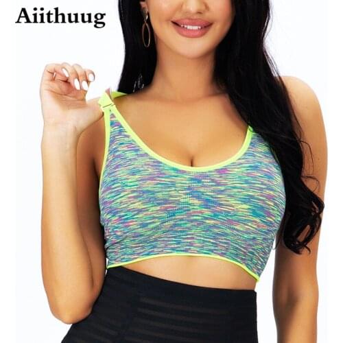 Aiithuug Adjustable Should Strap Sports Bra Yoga Tops Sexy Back Fashion Color Workout Bras Women Fitness Clothes Removable Pads