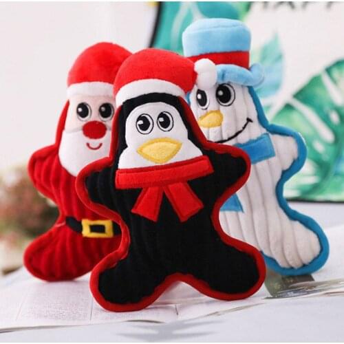 Christmas Pet Dog Toys Stuffed Santa Pet Plush Chew Toys For Dogs Cute Biting Sound Squeaker Toys Interactive Pet Accessories