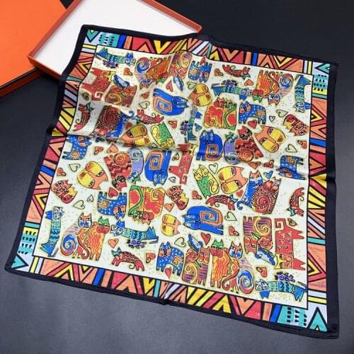 DANKEYISI Real Silk Scarf Women Neck Scarf Square Small Headband Hijab Print Scarves Ladies Handkerchief Bag Hair Ribbon