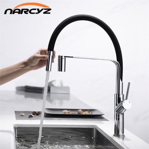 Kitchen Faucet Chrome Brass Kitchen Sink Faucet Pull Out Single Handle Swivel Spout Vessel Sink Mixer Tap XT-225