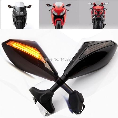 Motorcycle LED Turn Signal Rear View Side Mirrors For Honda CBR 250 600 1000 RR F3 F4 RC51/RVT1000R Suzuki SV650S Yamaha YZF R6