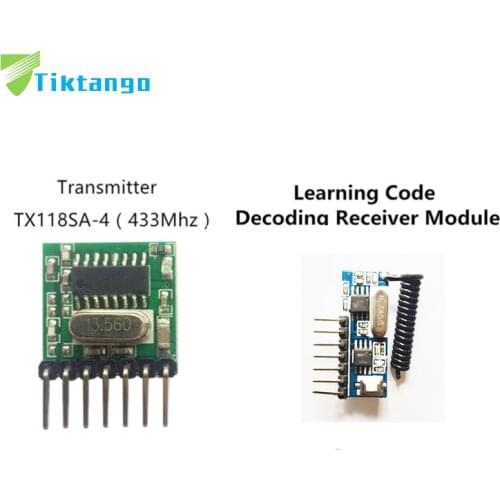 Tiktango 433mhz Wireless Wide Voltage Coding Transmitter + Decoding Receiver 4 Channel Output Module For 433 Mhz Remote Controls