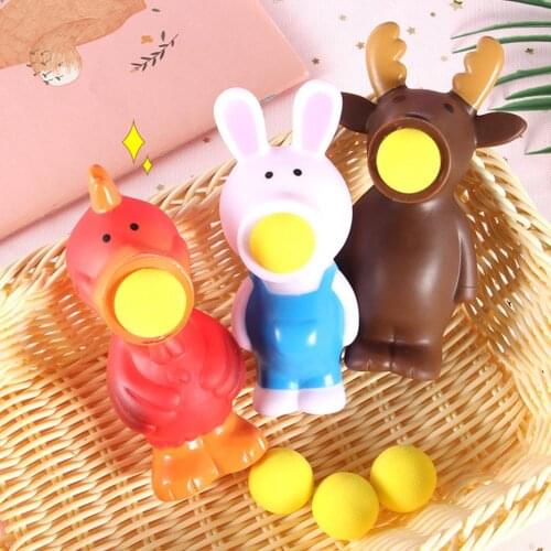 Creative Soft Rabbit Animal Poped out Shoot Ball Anti-Stress Squeeze Kids Toy Gift Wacky toys gifts