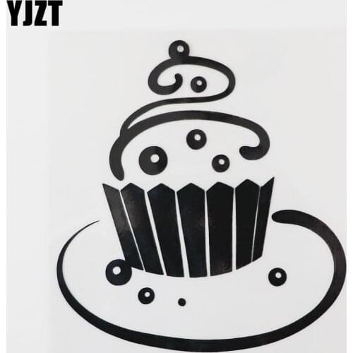 YJZT 13CM×13.9CM Cake Shape Car Sticker Superior Quality Vinyl Decal Black/Silver 13E-0048
