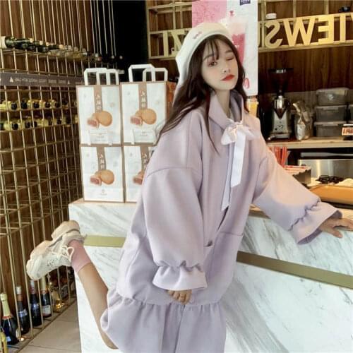 Woolen jacket women autumn winter thicken Korean style hooded ruffled mid-length loose warm cardigan woolen coat trend elegant