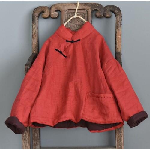 Women Winter Padded Coat Outerwear Parkas Female Loose Handmade Button Parkas Ladies 2019 Warm Outerwear Short Coat Tops