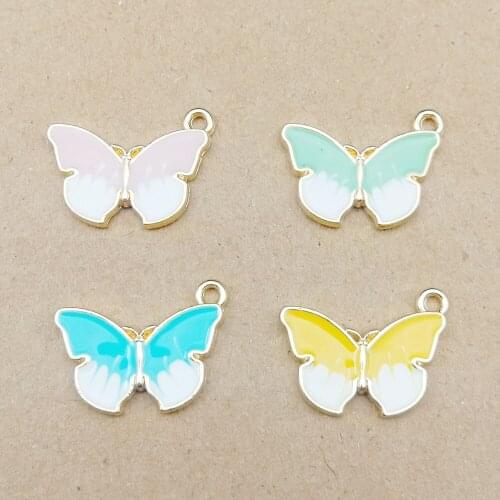 10pcs 16x19mm enamel butterfly charm for jewelry making cute earring pendant necklace bracelet charms