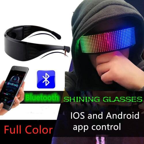 2021 RGB Magic Bluetooth Led Party Glasses APP Control Shield Luminous Glasses USB Charge DIY Quick Flash Led Shining Glasses