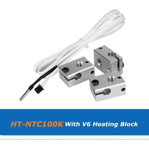 3pcs 3D Printer Part 1M 2M Lerdge HT-NTC100K Thermistor Temperature Sensor Cable with E3D V6 Aluminum Heating Block