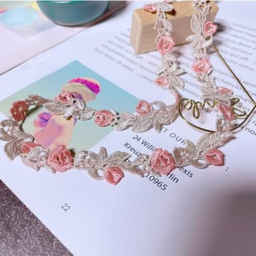 5 Meters/lot 2.3cm Width Apricot Color Polyester Lace Trim Venice Water Soluble Lace Ribbon for DIY Craft