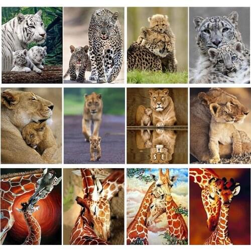 5D Diamond Embroidery Animals Diamond Painting Full Lion Tiger Giraffe Rhinestones Pictures Diamond Mosaic Home Decor Painting