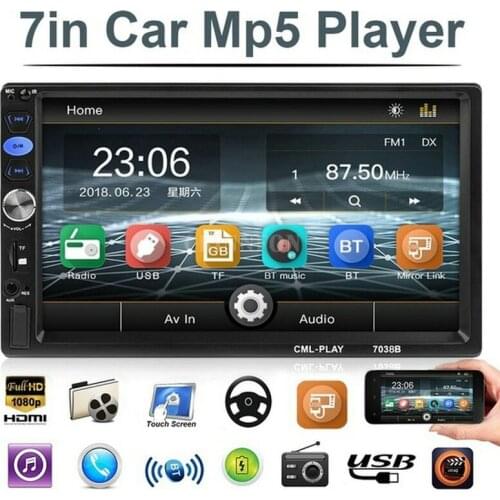 20Pcs/Lot 7038B 2din Car Radio 7" Bluetooth Car Stereo Radio Audio Media Car Multimedia MP5 Player with Android Mirror Link