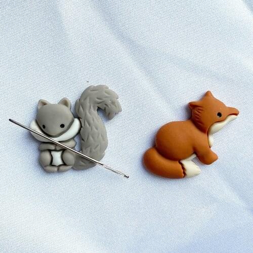 Squirrel Fox Needle Minder Magnetic for Embroidery Cute Animal Needle Holder, Cross Stitch Assistant, Needlework