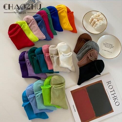 CHAOZHU If The Mood Is Color/whats The Color You Will Choose Daily Cotton Women Girls Basic Sock High Quality Ankle Length