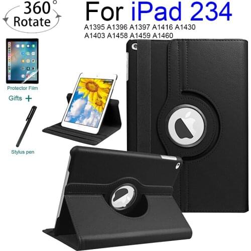 For iPad 2 3 4 Case 360 Degrees Rotating PU Leather Cover for Apple iPad 2 3 4 Stand Holder Cases Smart Tablet A1397 A1403 A1416