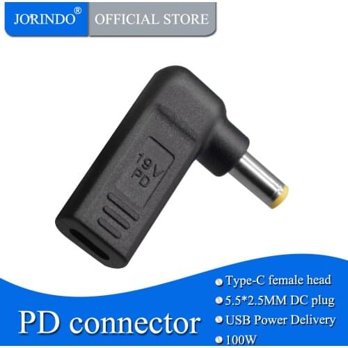 Dc Power Adapter Plug USB Converter TypeC Female to 5.5*2.5mm Male Dc Output Connector,PD100W laptop Quick charge connector