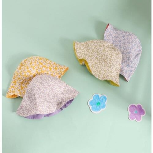 2021 Spring New Unisex Sun Hat Floral Print Sun Protection Cotton Baby Bucket Hat for Outdoor Children Kids Accessories