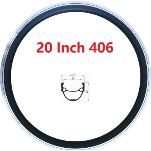 Electric Bicycle 20 Inch 406 Rim Bike Rim Widen and Heighten 12g Plug 36 Hole Double Layer Black V Brake Ring