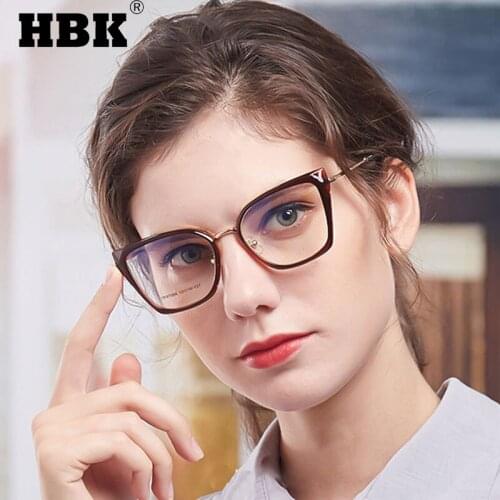 HBK Vintage Cat Eye Clear Glasses For Women Men Optical Eyeglasses Frame Transparent Lens Spectacle Unisex Anti Blue Light UV400